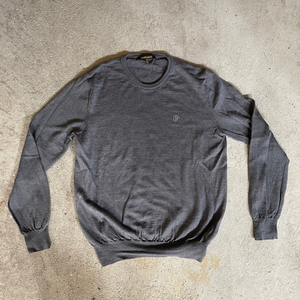 *Roberto Cavalli* 100% Merino Wool Crewneck Sweater